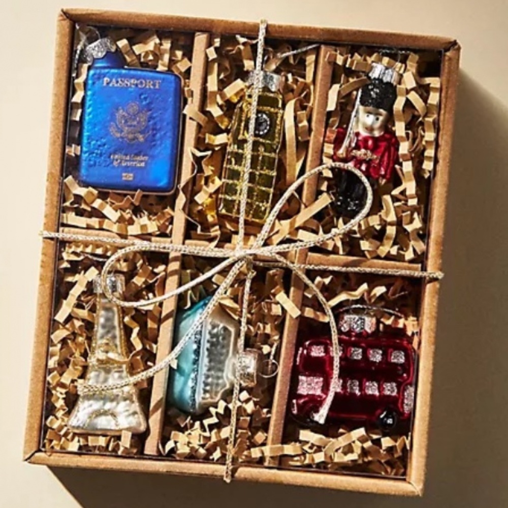 Anthropologie World Traveler Glass Ornament Set - Picture 2 of 2